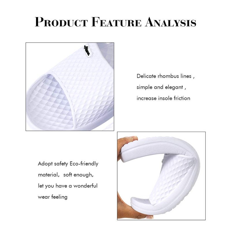 FUNKYMONKEY شباشب استحمام للرجال من فنكي مونكي، داخلية، منزلية، شاطئية، غير قابلة للانزلاق (9 M US، أبيض) - Image 3